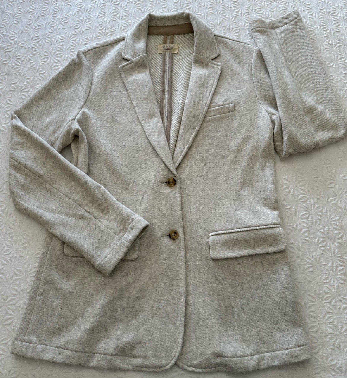 FAHERTY Inlet Knit Sweater Blazer Light Oatmeal Melange WOS2507 Retail $198