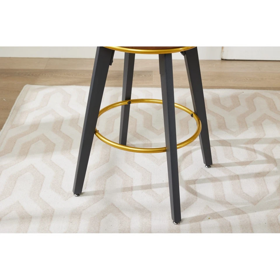 Counter Height Bar Stools 360° Swivel Upholstered Barstools W Backs Metal Legs - Image 2 of 4