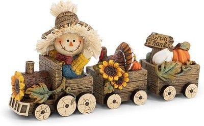 Hodao Harvest Festival Scarecrow Train Decoration Featuring Resin figurines