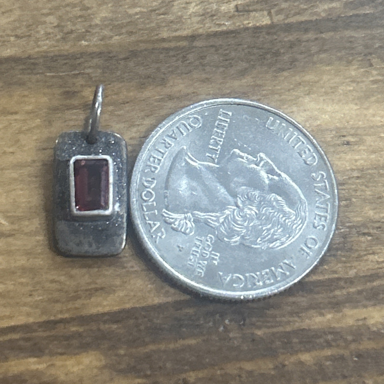 Sterling Silver Brown Stone Rectangle Pendant 3.2… - image 3