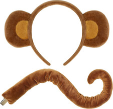 Monkey Ears and Tail, Monkey Costume for Women Adult Monkey Ears Headband, Hallo