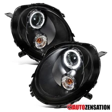 Fit 2007-2013 Mini Cooper R56 Black LED Halo Projector Headlights Lamps 07-13
