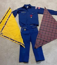 Vintage Cub Scout Uniform/Shirt/Pants/3 Neckerchiefs w/Patches Boy Scout Items