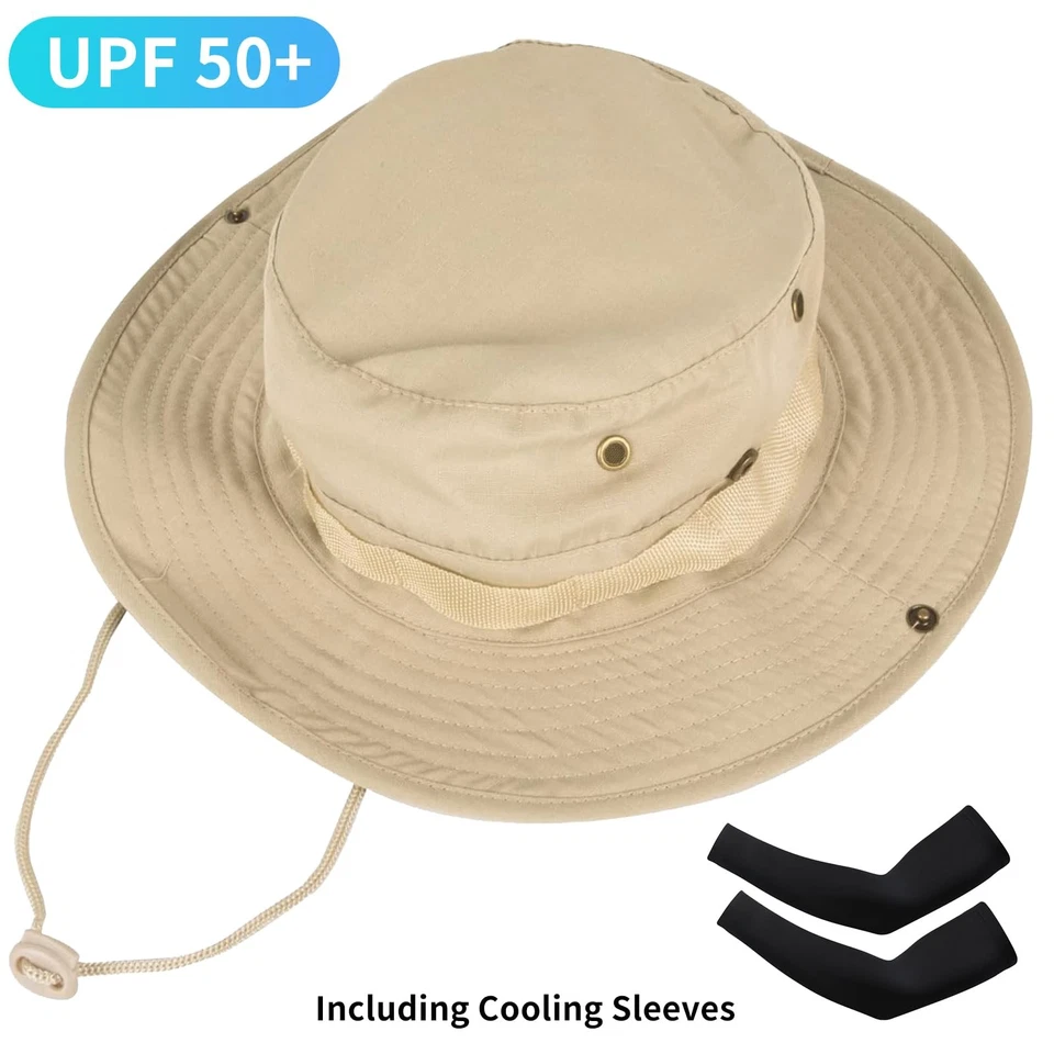 Unisex UPF 50+ Sun Protection Bucket Boonie Hat - Foldable, Beige, 1pc - Image 2 of 4