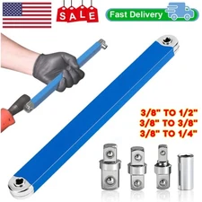 3/8" Impact Resistant Offset Extension Spanner Wrench Tight Reach with Adapters