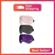 Eye Mask for Sleeping,3 Pack Silk Sleep Masks for Women Men-Blindfold for Travel