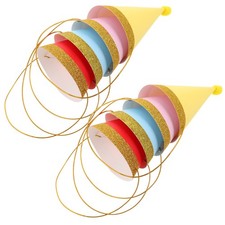 8pcs Paper Cone Party Hats with Pom Poms Pet Birthday Party Hats for Kids
