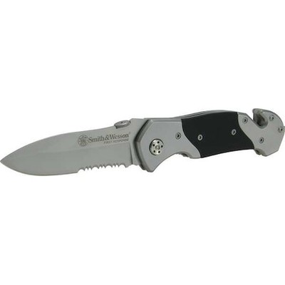 SMITH & WESSON SWFRS Folding Knife,Drop Point,4.7 In,Serrated