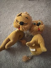 Pair of 1960s Dakin Dream Pets Lion Plush Toys Made In Japan