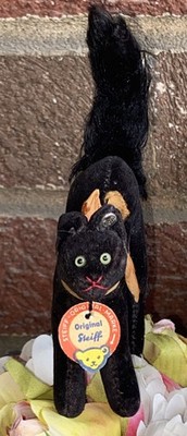 VTG STEIFF ORIGINAL GERMAN BLACK HALLOWEEN Tom Kitten CAT 3  Chest Tag & Button