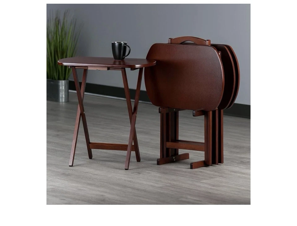 Winsome Juego de Bandeja de TV de Madera de Nogal  Foto 2 de 4