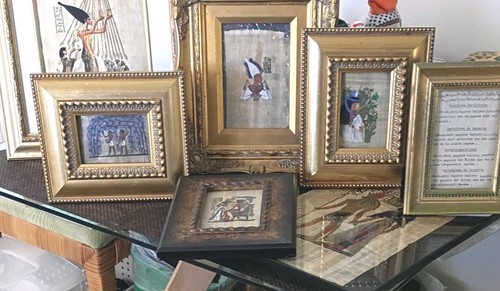 Egyptian Papyrus CAIRO 7 Wood Picture Frames Gold Matte Rectangle Landscape