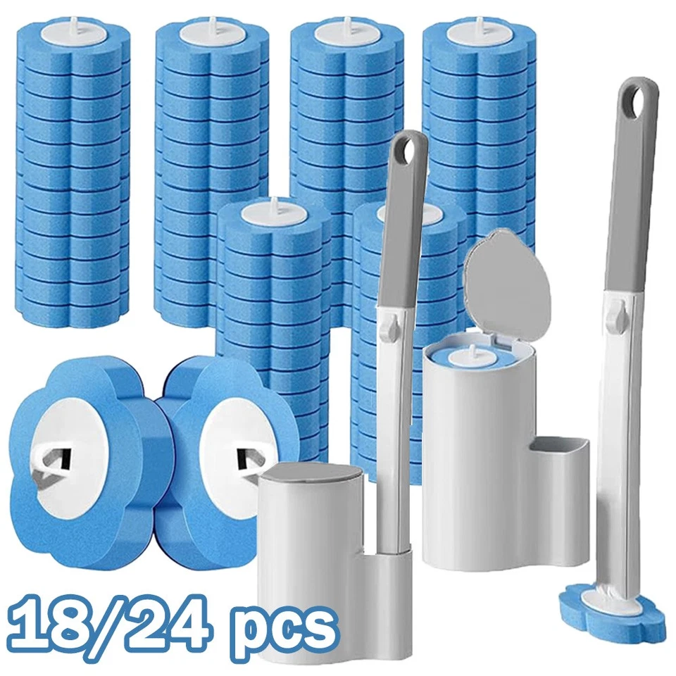 Einweg Toilettenbürsten Set Einweg Klobürste mit Abnehmbar Halter WC Bürste NEU - Bild 2 von 4