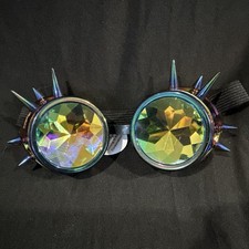 Steampunk Spiked Goggles Rainbow Kaleidoscope Costume Masquerade Accessory CT1 