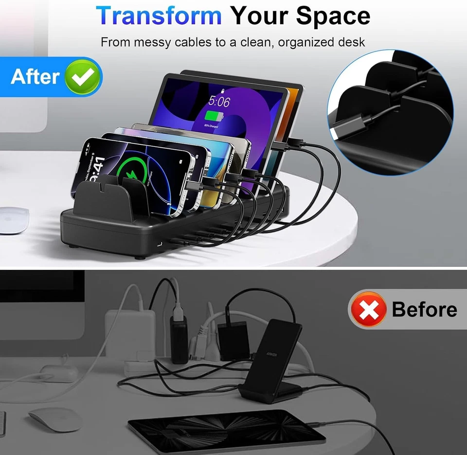 510W Fast Charging Station for Multiple Devices, 10 Port USB C Charger Organizer - Image 3 of 4