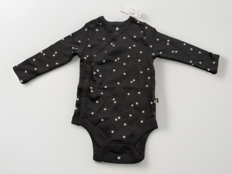 BABY GAP Print Body Suit Black Stars Long Sleeves Sz 6-12 Mo NWT NEW $24.99
