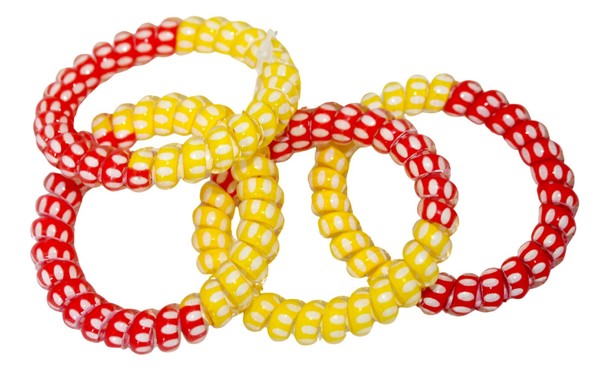 Solida 4 X GroßE Bunte Spirale Haargummis Haargummi Zopfgummi Gelb/Rot Ø 5,5 Cm-image