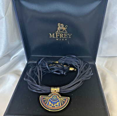 FREY WILLE - MICHAELA FRAY MAJESTIC LION MOTIF FIRE ENAMEL SILK CORD NECKLACE
