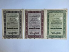 1941 - je eine Sudetendeutsche Kommunal-Anleihe 100RM - 200RM - 5000 Reichsmark
