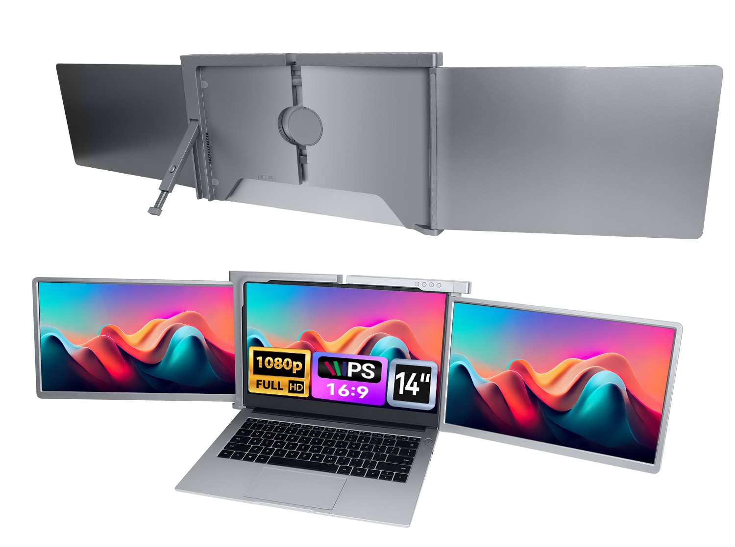 14.1 inch Portable Monitor 1080P FHD Display Laptop Dual Screen Extender for PC