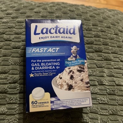 Lactaid Fast Act Lactose Relief Chewables Vanilla 60 Individual Packs Exp 2027+
