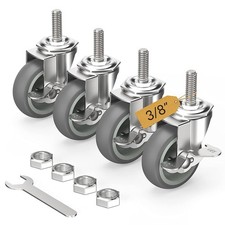 3 Inch Caster Wheels Threaded Stem Casters Set of 4 Heavy Duty Swivel Wheel