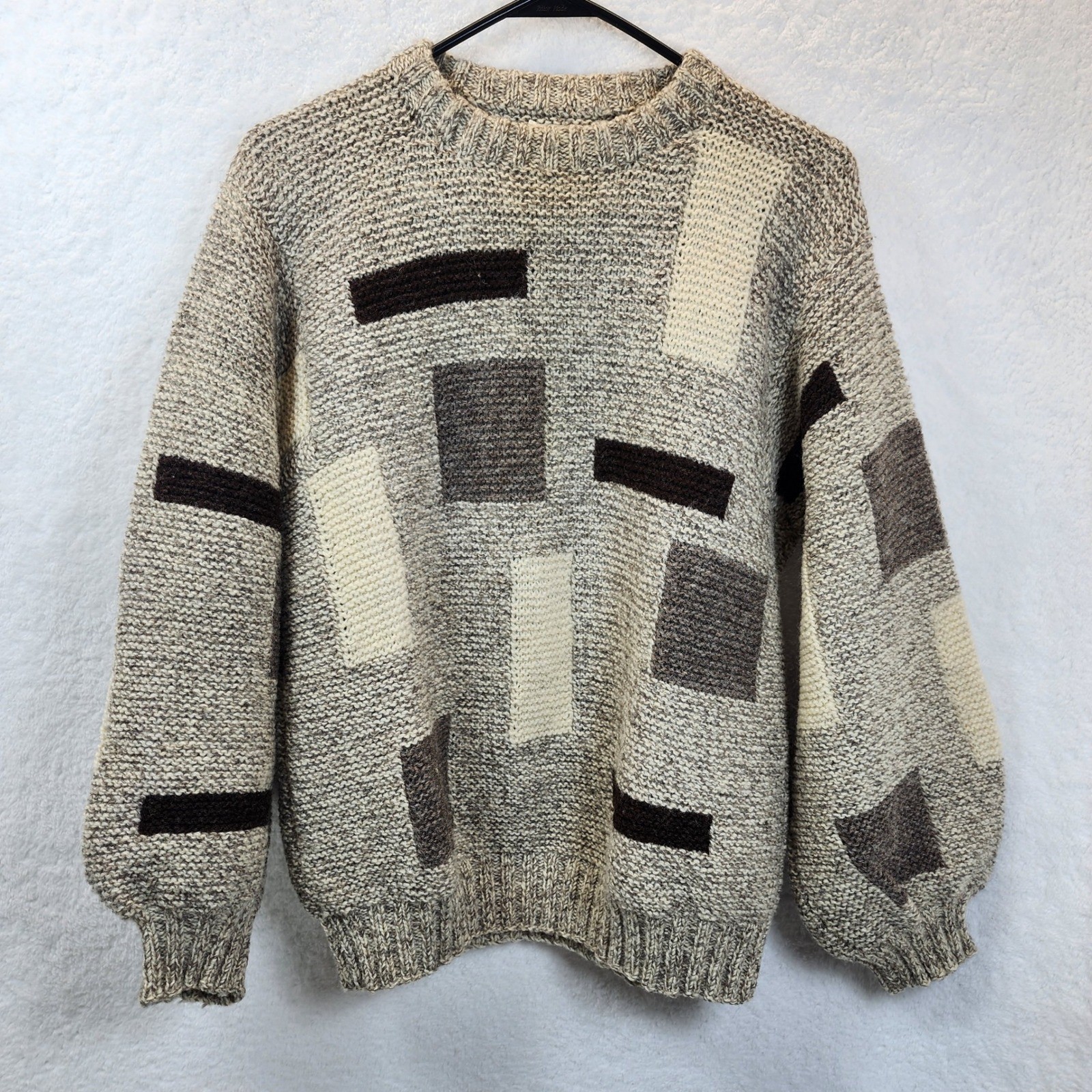 Handmade 100% Natural Wool Patchwork Geometric Sw… - image 1