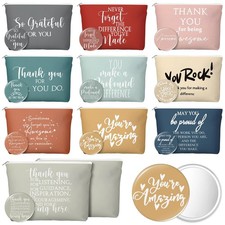 40 Pcs Employee Appreciation Gifts Inspirational Canvas Makeup Bags Compact M...
