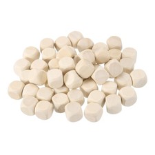 16mm Blank Wooden Dice, 50 Pack Unfinished Wood Cube Blocks, Beige