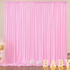 10x8ft Wrinkle Free Pink Backdrop Curtain Drapes Thick Polyester Baby Pink