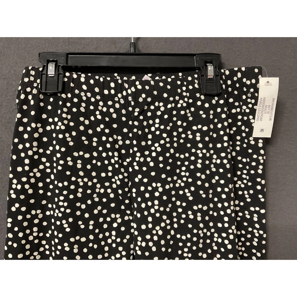 Leggings al tobillo elásticos con estampado de lunares para mujer talla M JR (7-9) negros/blancos nuevos con etiquetas Foto 2 de 4