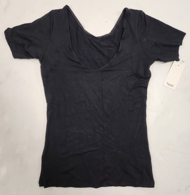 #ad #ad NUMI The Signature Solid Short Sleeve Seamless Scoop Neck Undershirt Black NWT $34.99