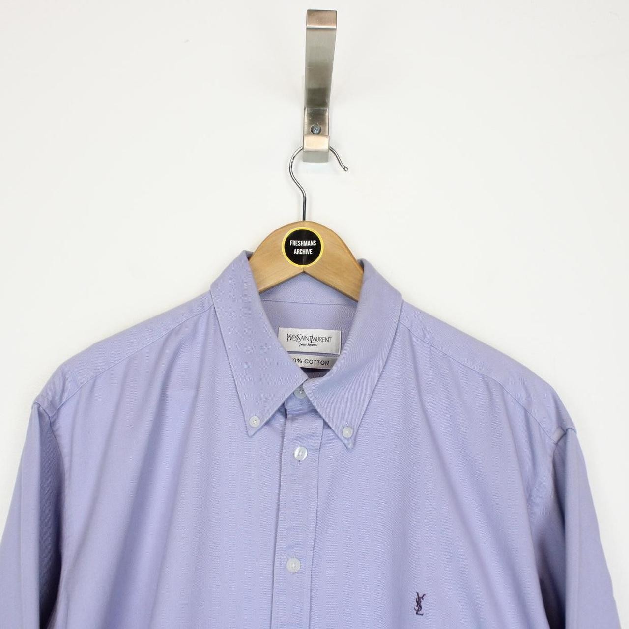 Camicia vintage anni 00 Yves Saint Laurent viola manica lunga cotone