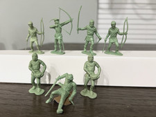 Vintage 1956 Marx Robin Hood Merry Men Playset Lot of (7) Green 54mm MEDIEVAL
