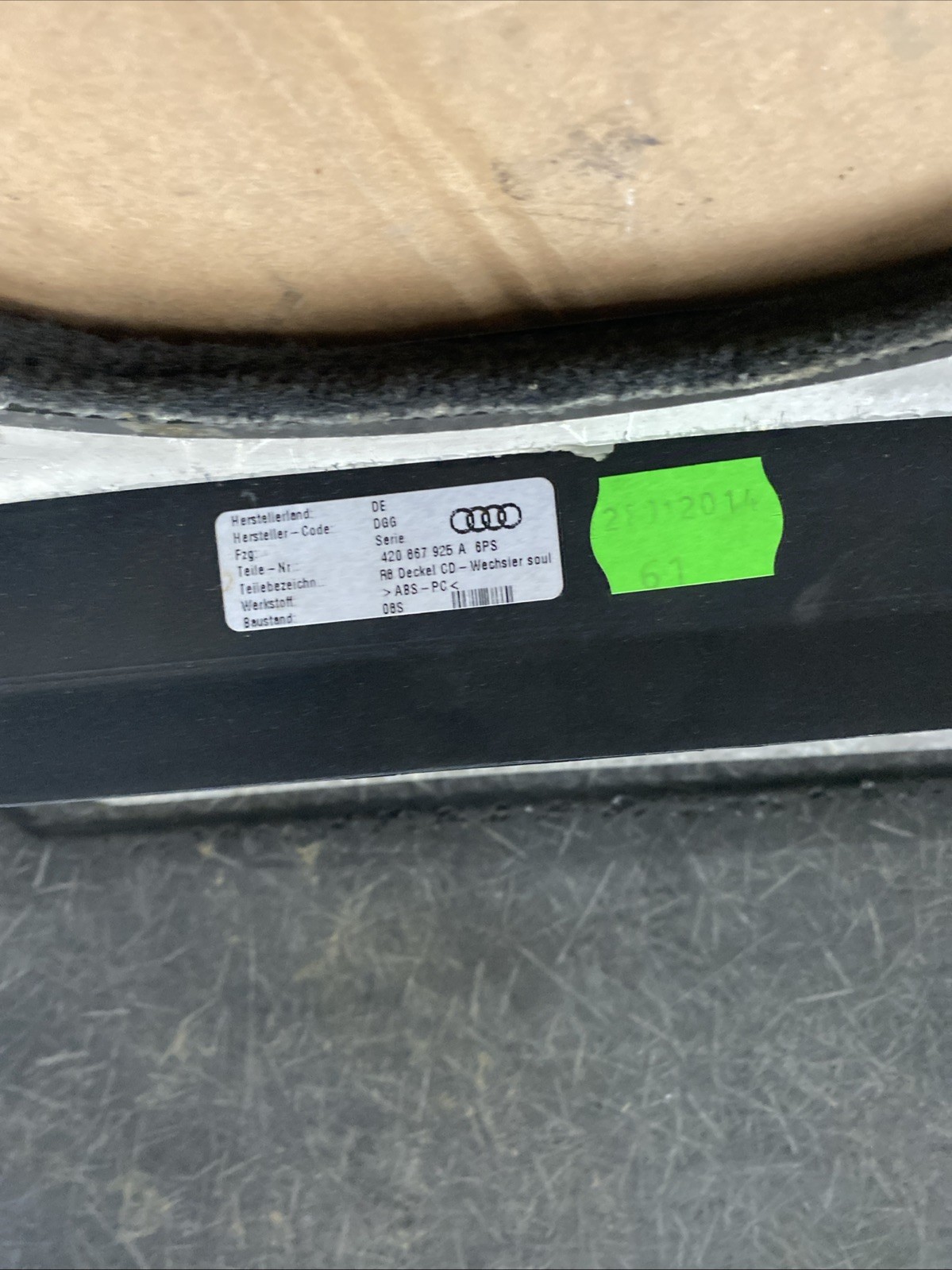 2008 - 2015 AUDI R8 BLACK REAR SEAT BACK WALL SHELF CARPET TRIM PANEL OEM 525