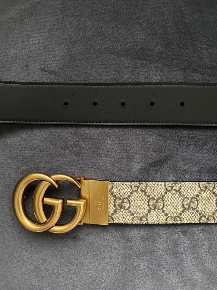 Auténtico Cinturón Reversible Gucci Supreme GG Talla 95cm Ajuste Cintura 32-34 Foto 2 de 4