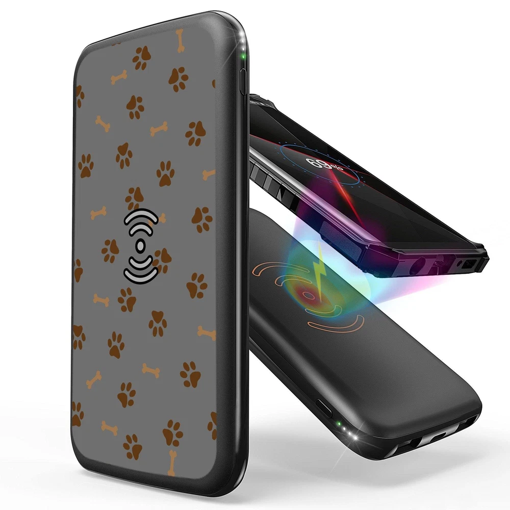 10000mAh Power Bank with Qi Wireless Charging in Black
