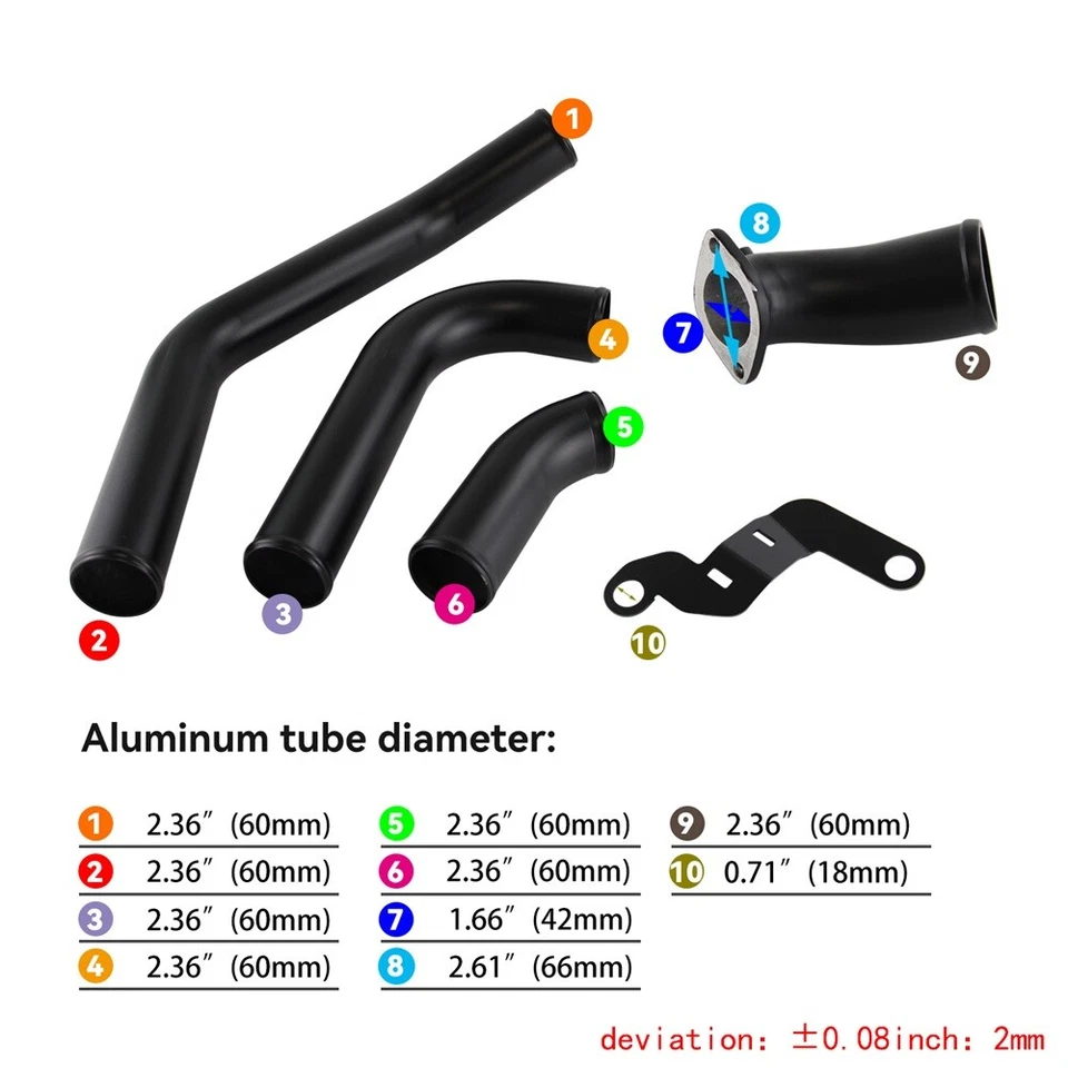 Intercooler Piping For 2008-2015 Mitsubishi Lancer Evolution EVO X 2.0L 4B11 BK - Image 4 of 4