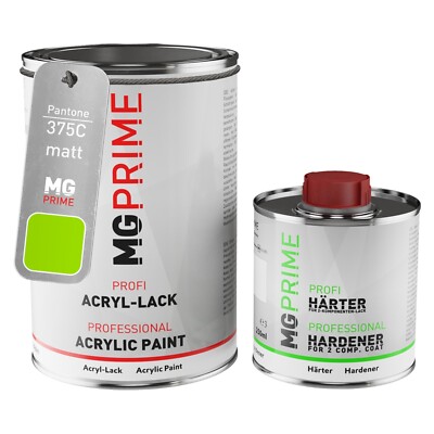 Pantone 375C Green matt Acryl Lack 1,5 Liter 1500 ml Dose inkl. Härter