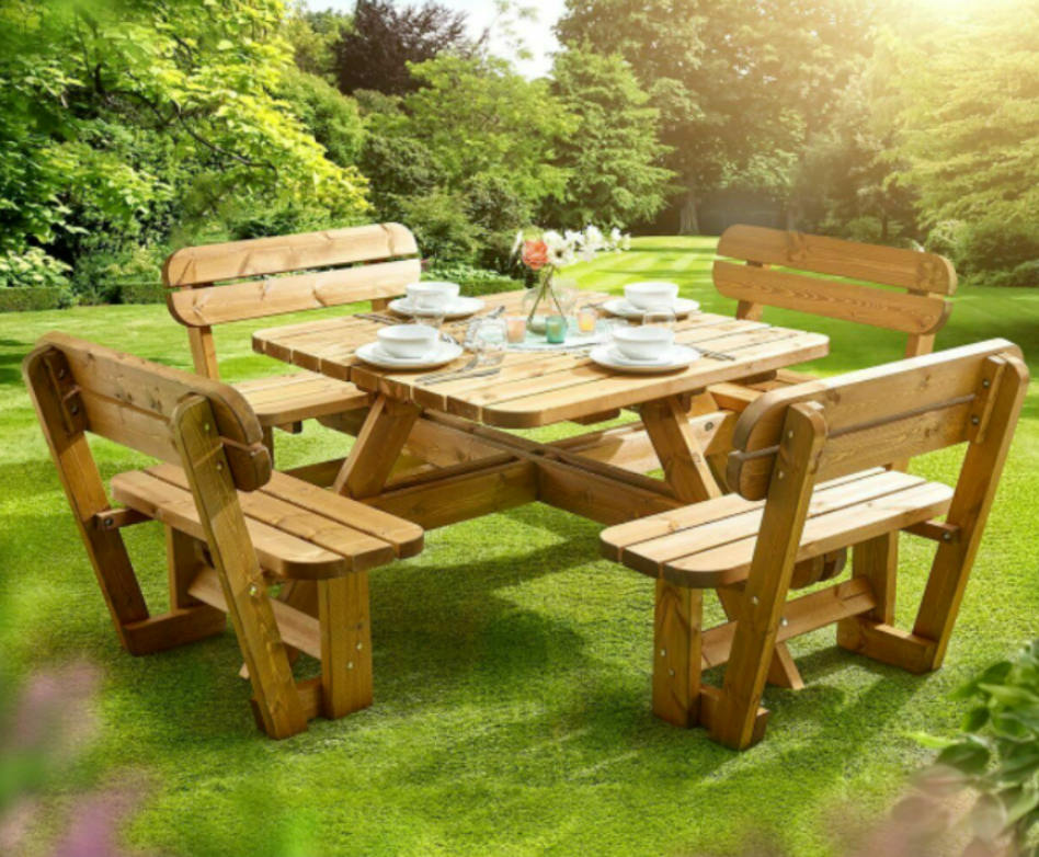 Seater Garden Furniture Large Dining Set Rustic Pub Table Wooden