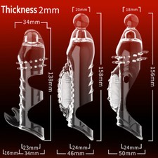 Penis Sheath Male Bigger Sleeve Girth Reusable-Condom-Extender-Enlarger-Enhancer