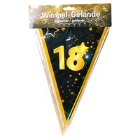 10 Meter Wimpel Girlande 18 Jahre Schwarz Gold Geburtstag Party Deko (0,70€/1M)