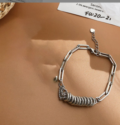 New Vintage Retro Punk 925 Sterling Silver Chain Bracelet