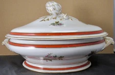 OLD PARIS COVERED VEGETABLE BOWL  FLORAL PATTERN PHILA IMPORTER MARK