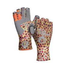 Fish Monkey XL Half Finger 4-Way Stretch Fishing Gloves FM11 Brown Trout UPF 50+