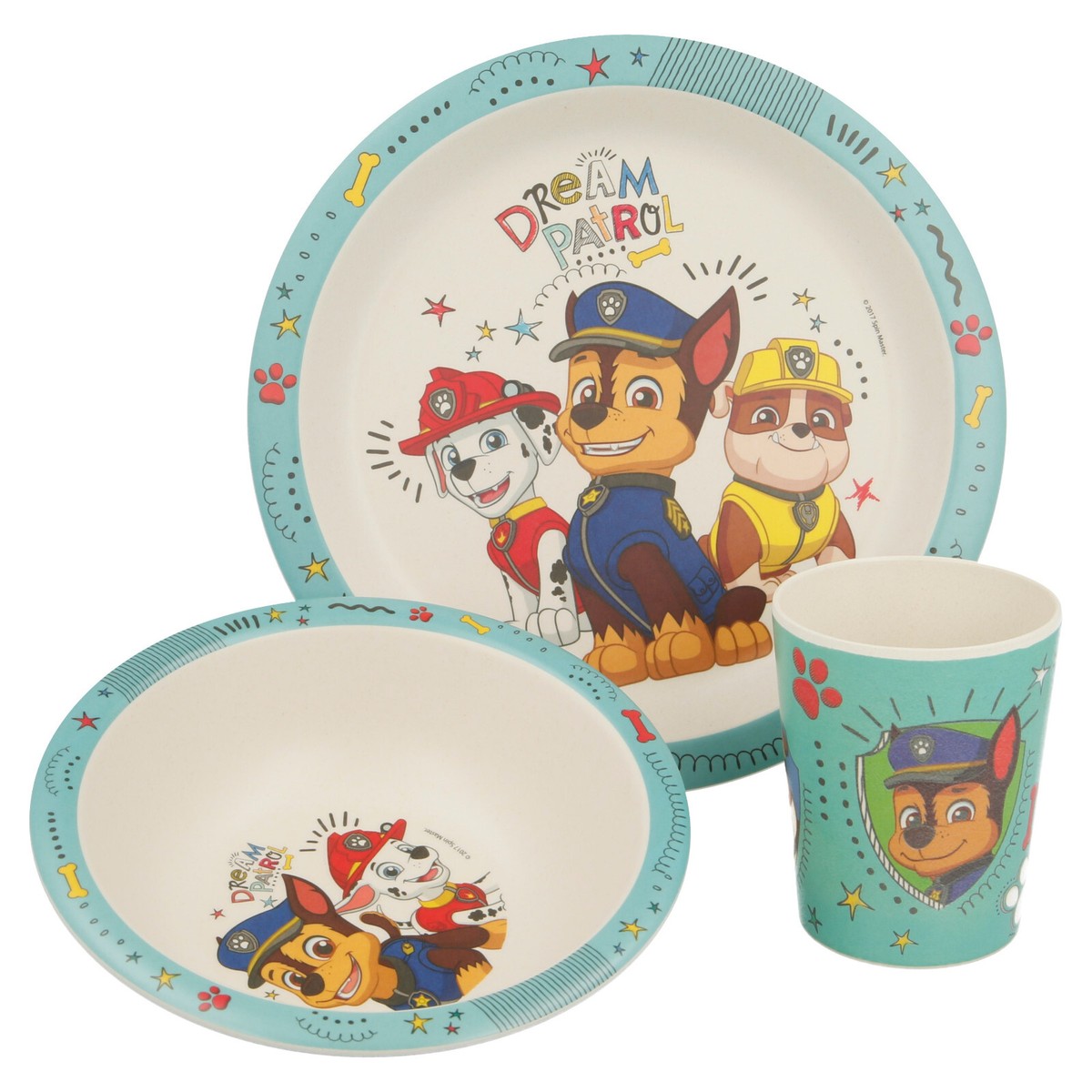 Paw Patrol 3Pcs Wooden Kids Dining Set Plate, Bowl and Tumbler