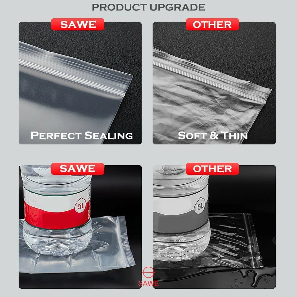 500 7 x 10" Clear Reclosable Zip Seal Bag Plastic 4 Mil Bags Jewelry Zipper - Image 4 of 4