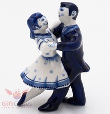Gzhel porcelain Figurine of Russian dancing couple