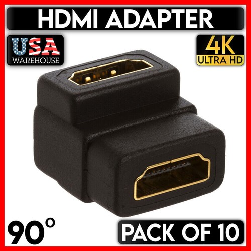 10PCS HDMI Coupler HDMI Female to Female Adapter 90 Degree Right Angle Connector