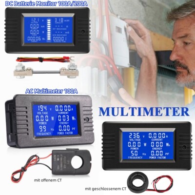 LCD-Panel AC DC Digital Power Watt Meter Monitor Spannung Voltmeter Amperemeter.